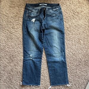 Joe's Jeans Dark Blue Distressed Ankle Honey Kicker Jeans